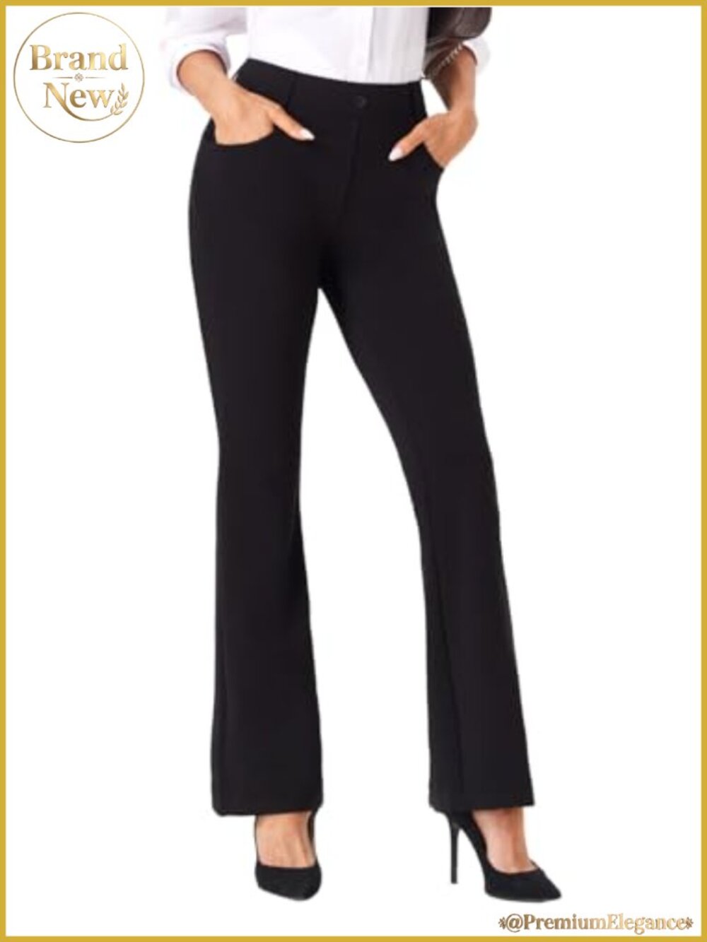 Women's Stretchy Straight Leg Work Pants with Pockets